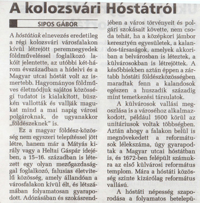 A Szabadság 2012. november 20-i számában megjelent cikk